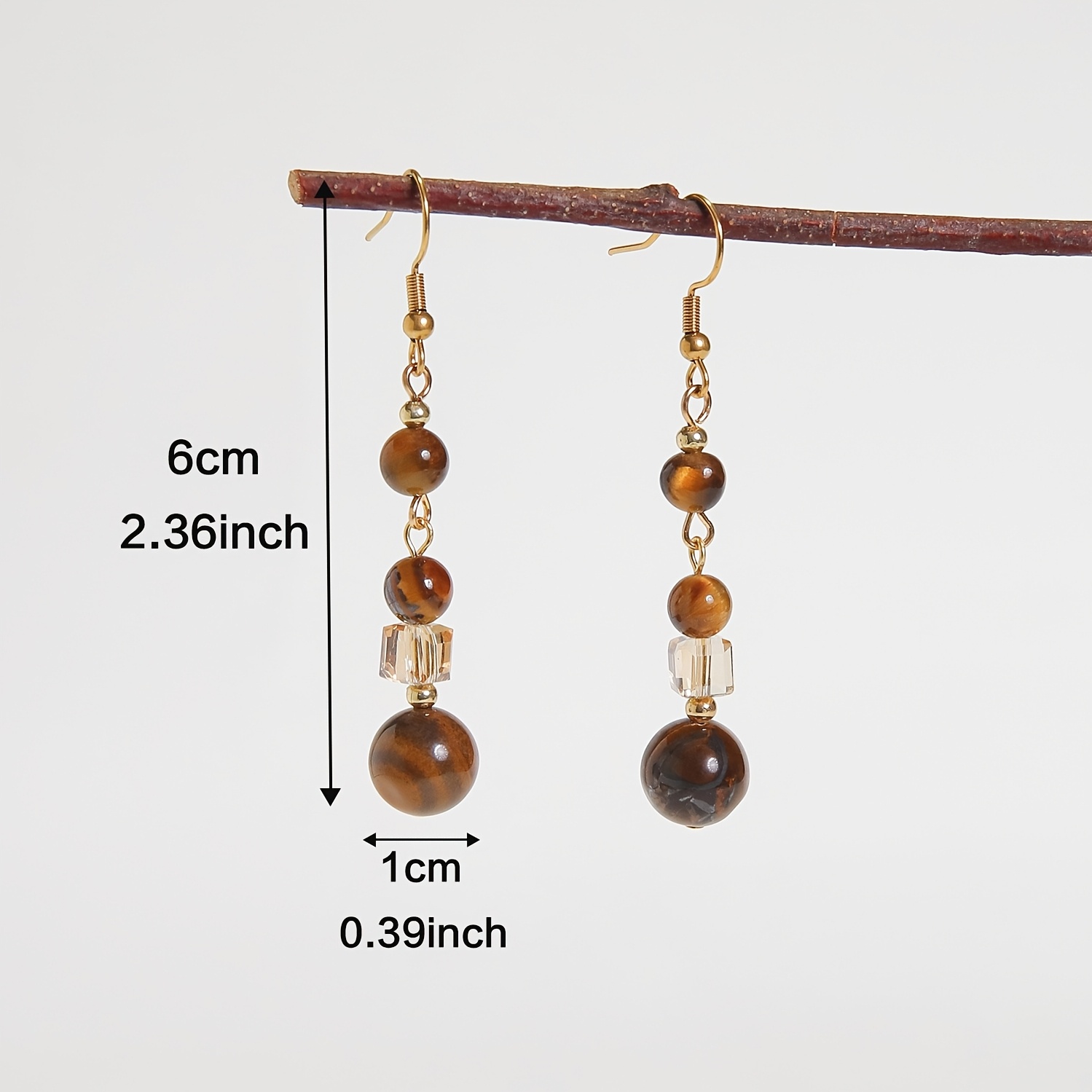 Women's Vintage Boho Tiger-Eye Beaded Dangle Earrings